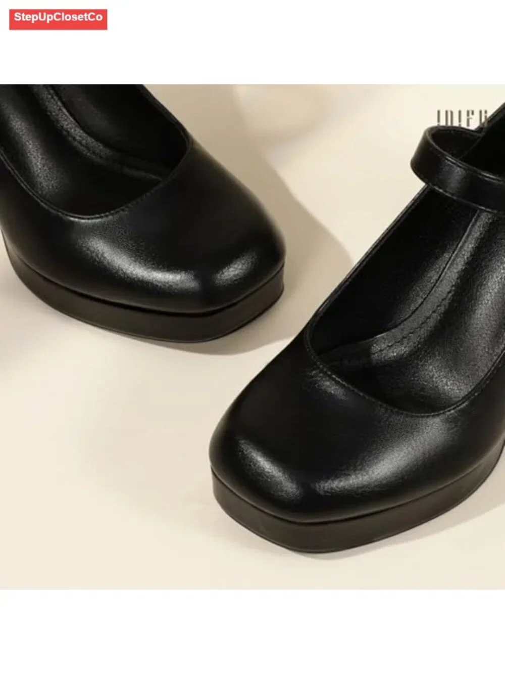 Platform Mary Jane Pumps - Chunky Heel Square Toe Dress Shoes